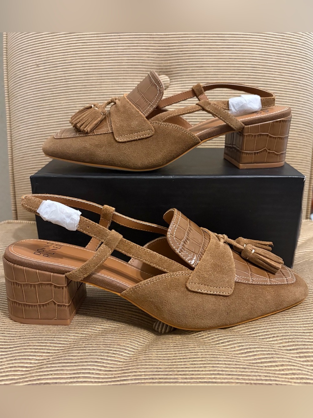 NWOT Donald Pliner Kudos Heeled Slingback Loafer in Saddle Brown - Size 9